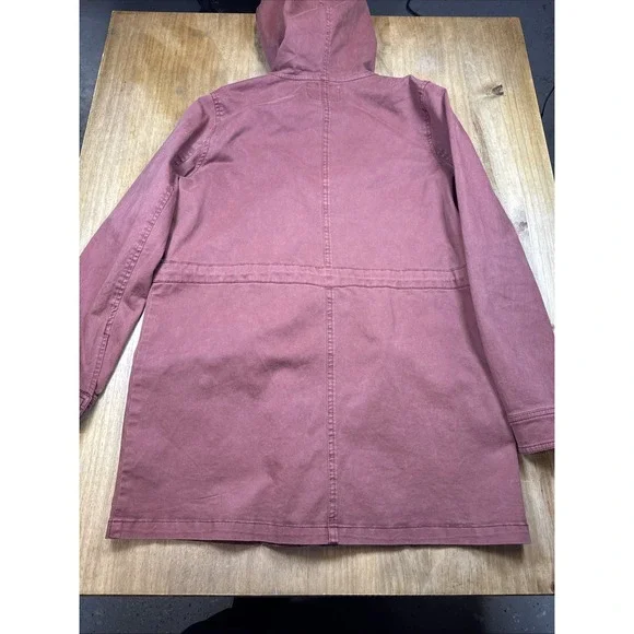 NWT Lucky Brand Jacket Women's XS Maroon Red Hooded Utility Military Stretch - Picture 15 of 16